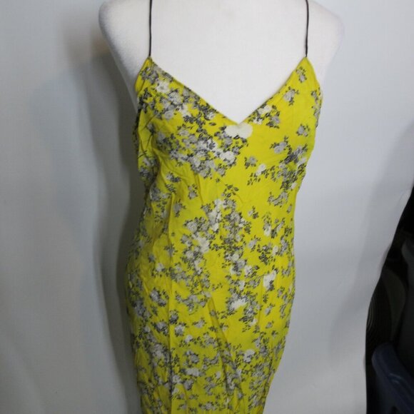 Rag & Bone Women's Yellow Floral Spaghetti Strap Midi Dress Size 4 - Picture 3 of 6